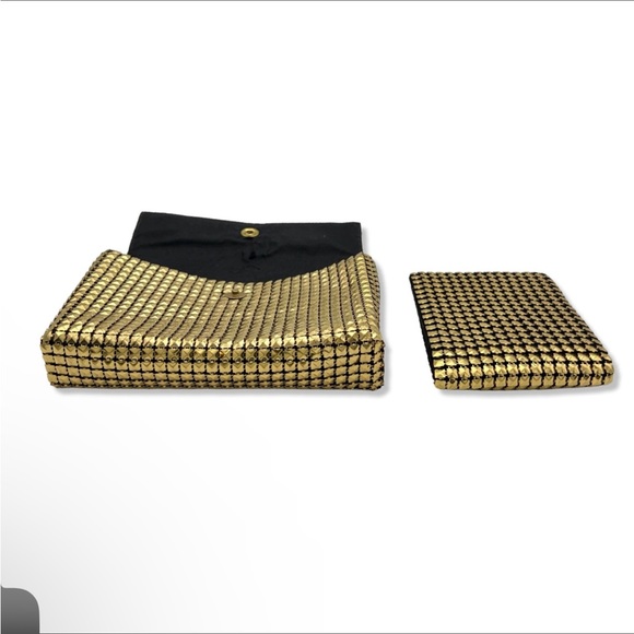Fabulous 1950s gold metal link clutch with matching wallet in original box